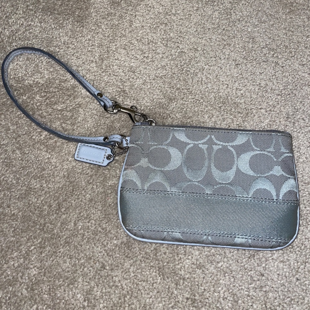 light blue coach wristlet